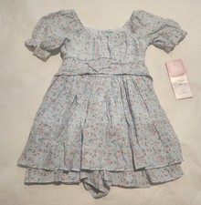 NWT Rare Editions Blue Floral Romper 8 Girls