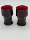 Vintage Anchor Hocking Ruby Red Glass Georgian Honeycomb 5” Tumblers Set Of 2