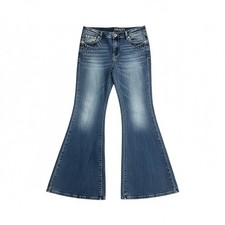 Grace in L.A. Women’s High Waist Bell Bottoms Bedazzled Blue Jeans Size 31