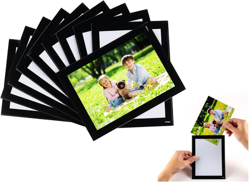 Magnetic Picture Frames with Black Border(4"X6",10 Pack),Magnet Photo Frame Pock