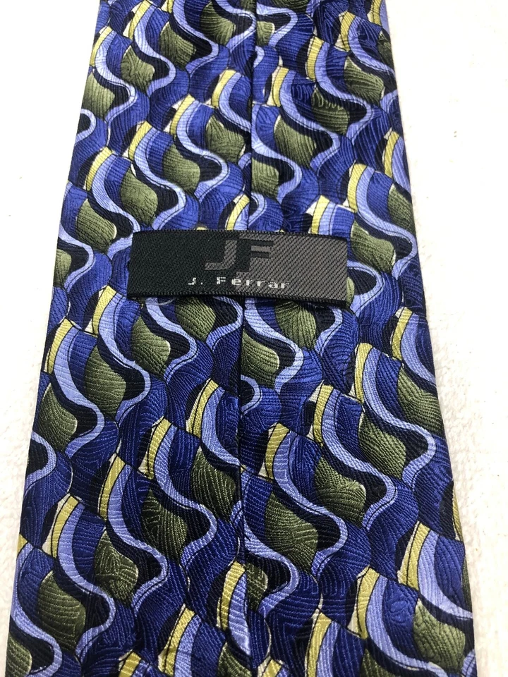 J FERRAR CORBATA HOMBRE VERDE AMARILLO GRIS AZUL 4 X 61 Foto 4 de 4