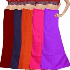 Women Cotton Pur Petticoat Saree Underskirt Free Size Cotton Petticoat Pack 5Pcs