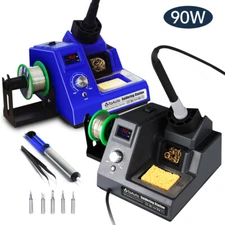 90W Rework Soldering Iron Station Kit LED Display Adjustable Temp Rapid Heat US