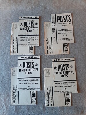 1930s Post Cereal General Foods Junior Detective Inspector Manual Booklets set 4