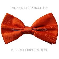 New formal men's pre tied Bow tie paisley pattern party wedding prom orange