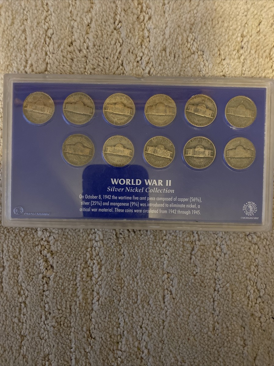 1942 - 1945 World War II Silver Nickels WW2 Coin Set Collection
