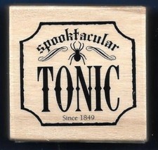 SPOOKTACULAR TONIC SPIDER BANNER Halloween Word NEW Craft Smart RUBBER STAMP