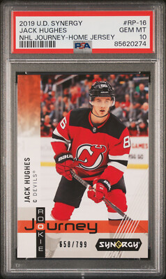 2019 Jack Hughes RC PSA 10  more RARE than Young Guns rookie Serial # GEM NHL