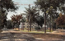 Saco Maine~Elm Street Fork in the Dirt Road~Homes~Trolley Tracks~1908 Postcard