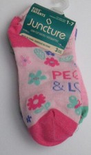New Girls Size 7-10 Juncture 2 Pack Low Cut Socks - Peace  Love