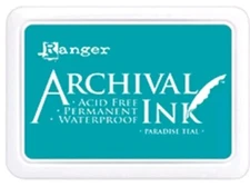 Ranger Archival Ink Pad Paradise Teal Permanent Waterproof Garden Patina 