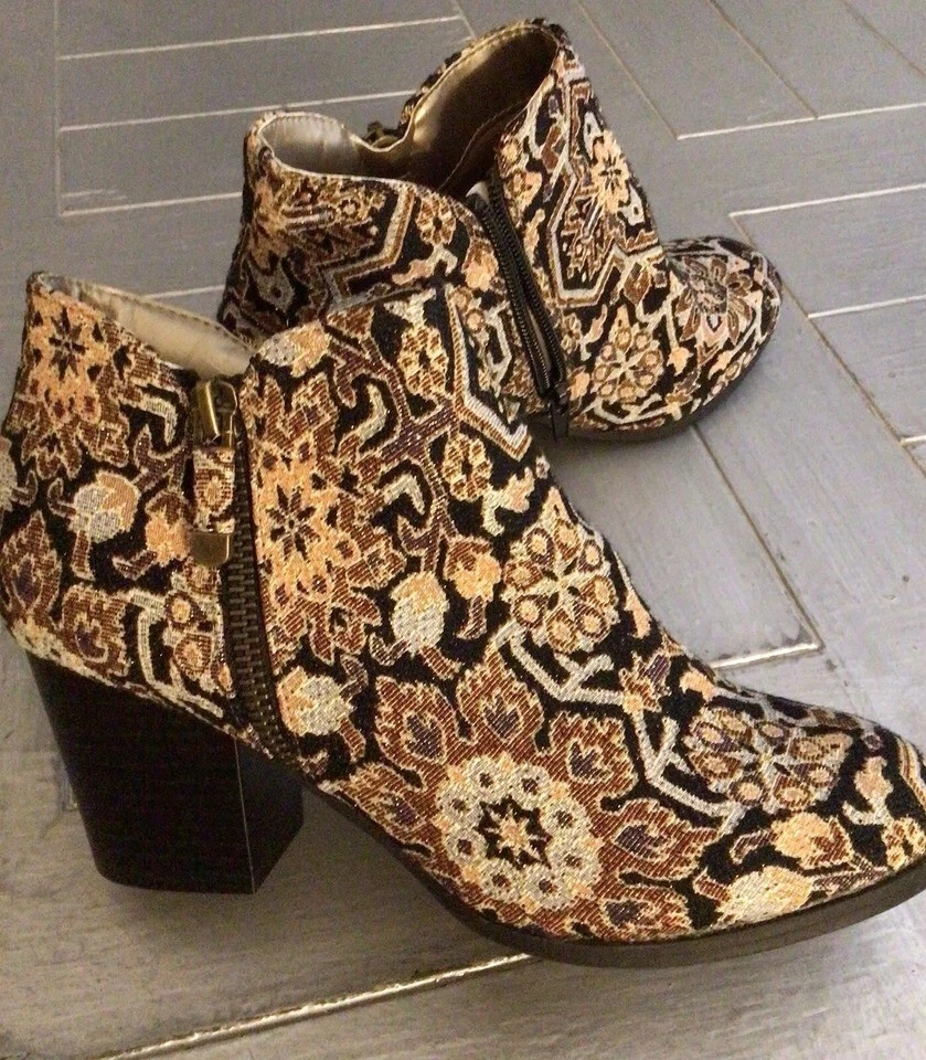 Style & Co. Mujer Masrinaaf Botín Tela Estampado Geométrico Negro Multi 6M Foto 3 de 4