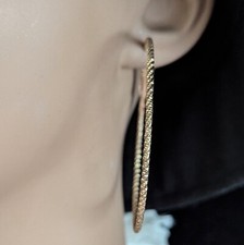 Large Textured Hoop Earrings Glam Boho Gypsy Modernist Style Bold Jewelry 2.25  