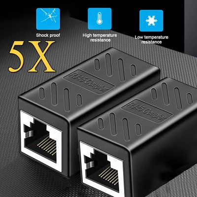 5X RJ45 Female to Female Lan Coupler Ethernet Network CAT5E Extension Adapter US