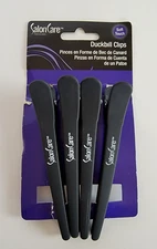 4 Count Salon Care Duckbill Clips Soft Touch in Black Hair Clips New