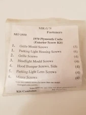 fits 70 Cuda Exterior Screw Fastener Kit