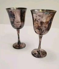 LQQK Pair Of Vintage "Salem of Portugal" Silver Plate Wine Goblet