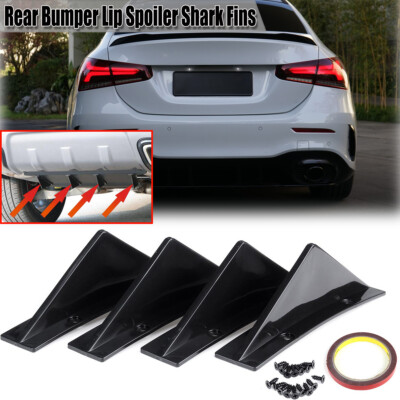 4x Car Rear Bumper Diffuser Shark Fin Curved Spoiler Lip Wing Splitter Universal