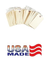 100 Manila 5 1/4" x 2 5/8" Size 6 Inventory Merchandise Price Tags with String