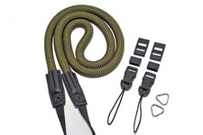 Fully Adjustable Nylon Rope Camera Strap With Quick Release  Split Rings Green