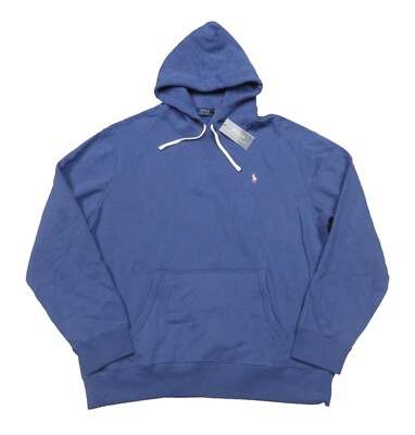 Polo Ralph Lauren Men's Old Royal Blue Cotton Blend Fleece Lined Pullover  Hoodie