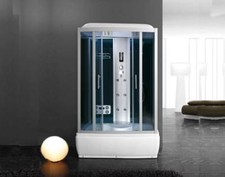 CABINA Doccia Idromassaggio Sauna-VASCA 125X88 Bagno Turco BLUETOOTH CROMO RADIO