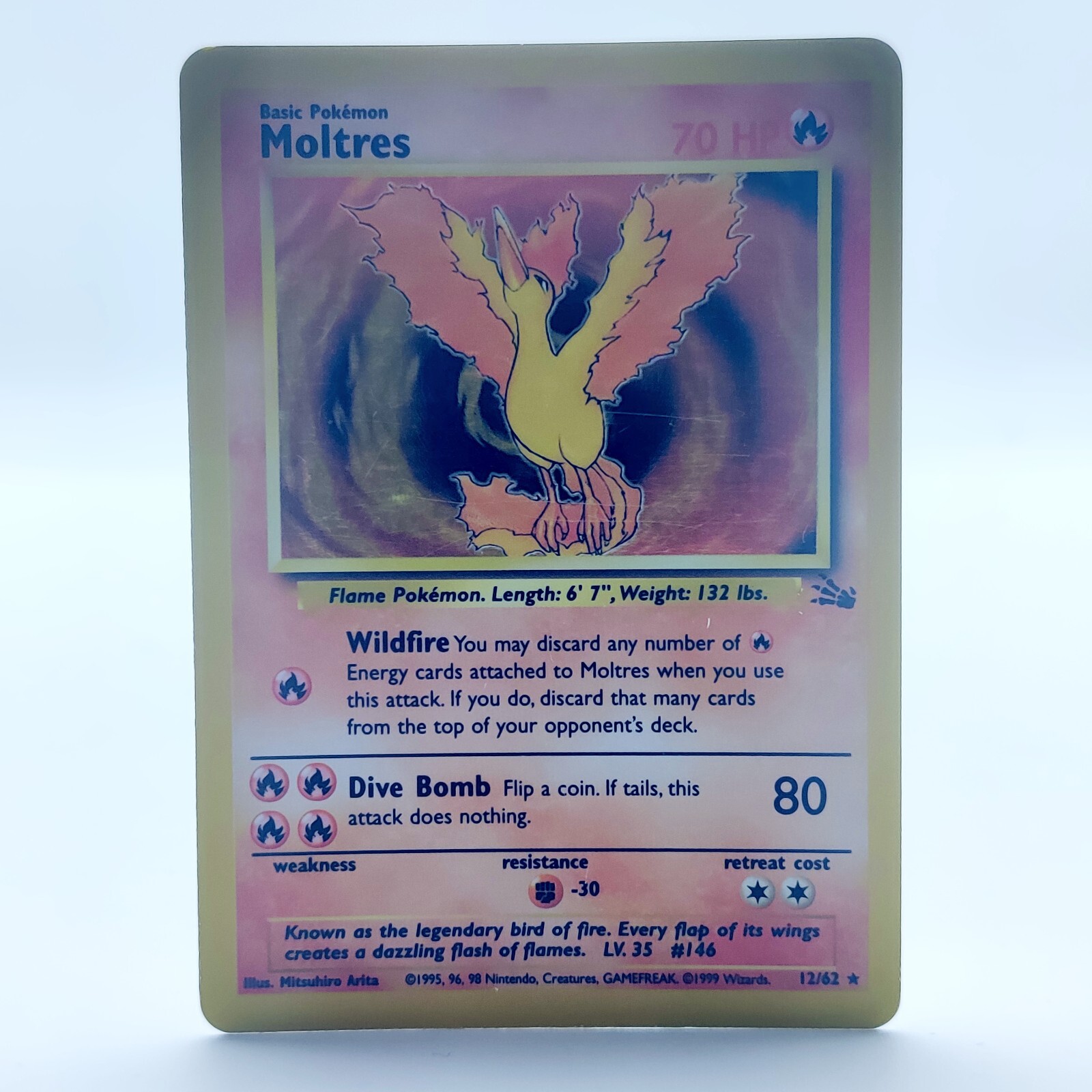 Pokemon TCG Holo Moltres 12/62 Fossil Set Rare English Card