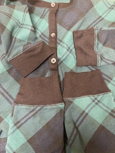 Old Navy Green/Blue Buffalo Check Thermal One Piece Pajama Womens Sz X-Small New - Picture 7 of 12