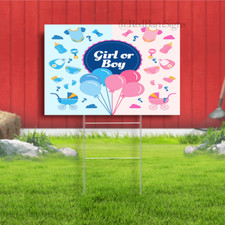 Team Girl or Team Boy gender reveal yard sign