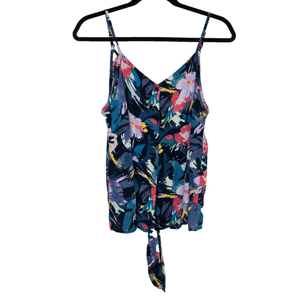 Anko Camisole Top Women 10 Floral Sleeveless Multicoloured Button Up V Neck