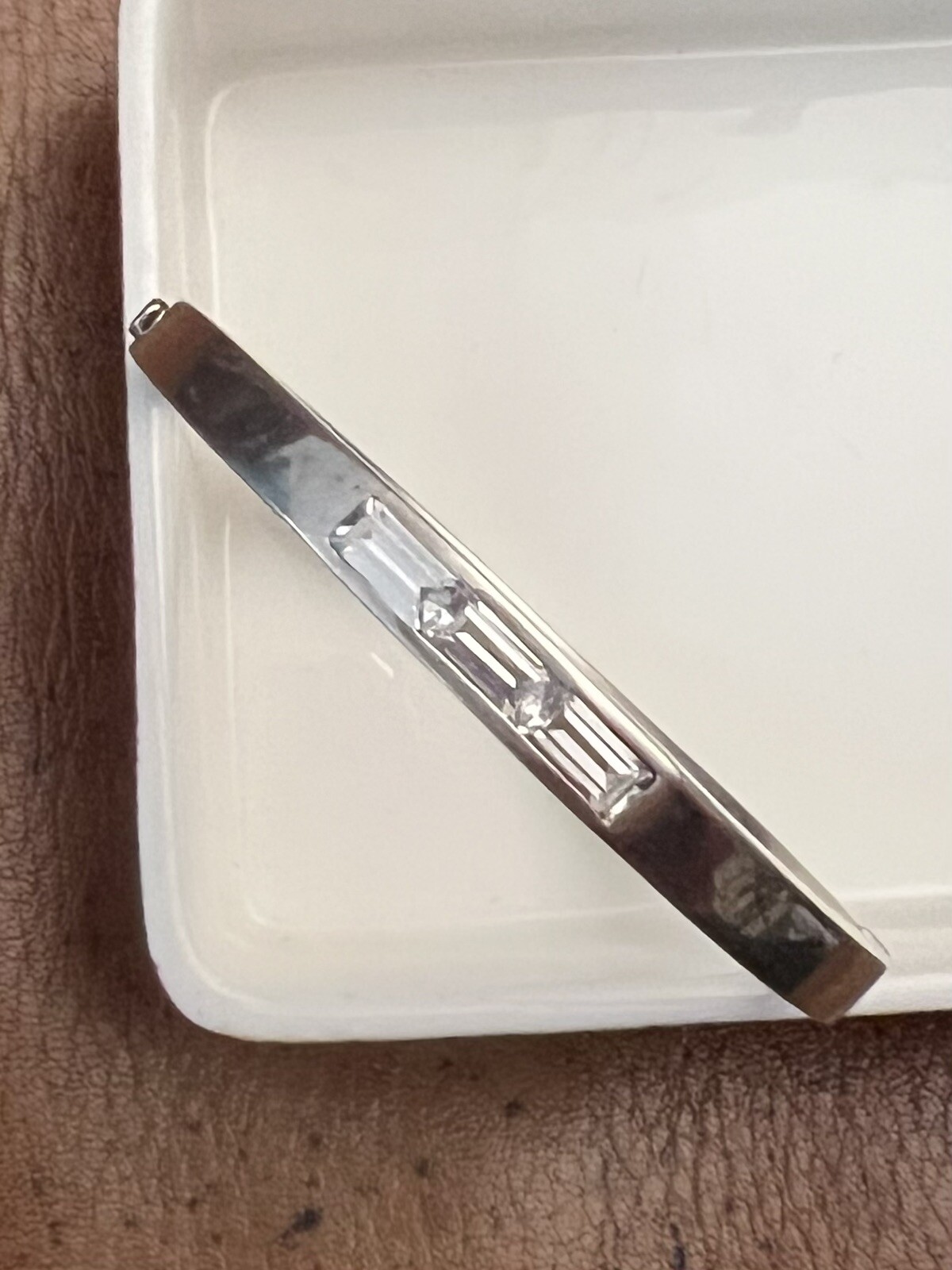 925 Solid Sterling silver Oval hinged Bangle Hall… - image 4