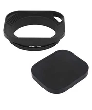 55mm Black Square Metal Screw-in Lens Hood W/ Cap for Leica Summicron-M/R