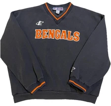 Vtg Cincinnati Bengals Pullover Logo Athletics Pro Line Waffle Knit Lined Sz XL