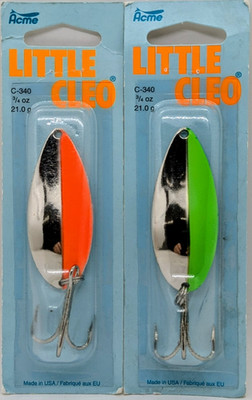 baby cleo fishing lure 2 Pks. Acme Tackle LITTLE CLEO -3/4 oz. - Two Popular Colors! - 50% OFF  SALE!