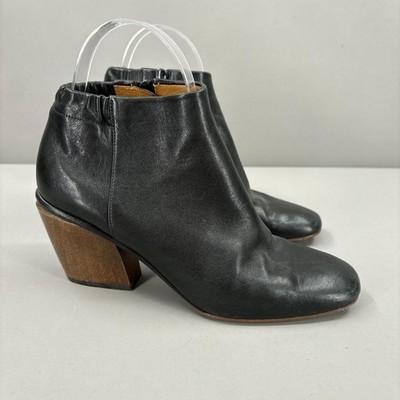 Coclico Boots Womens Size 7.5 Black Leather Ankle Booties Block Heel Made Spain