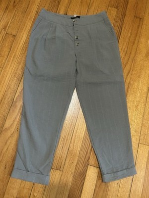 Women's Final Touch Sage 100% Rayon Cuffed Tapered Leg Pants L Career