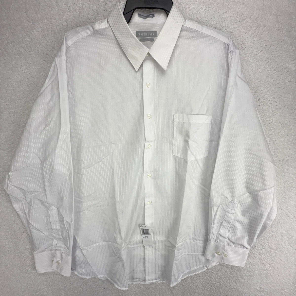 van heusen white satin stripe dress shirt NEW MEN 2 PACK VAN HEUSEN PURITAN LONG SLEEVE DRESS SHIRT SZ 151/2 CREAM WHITE