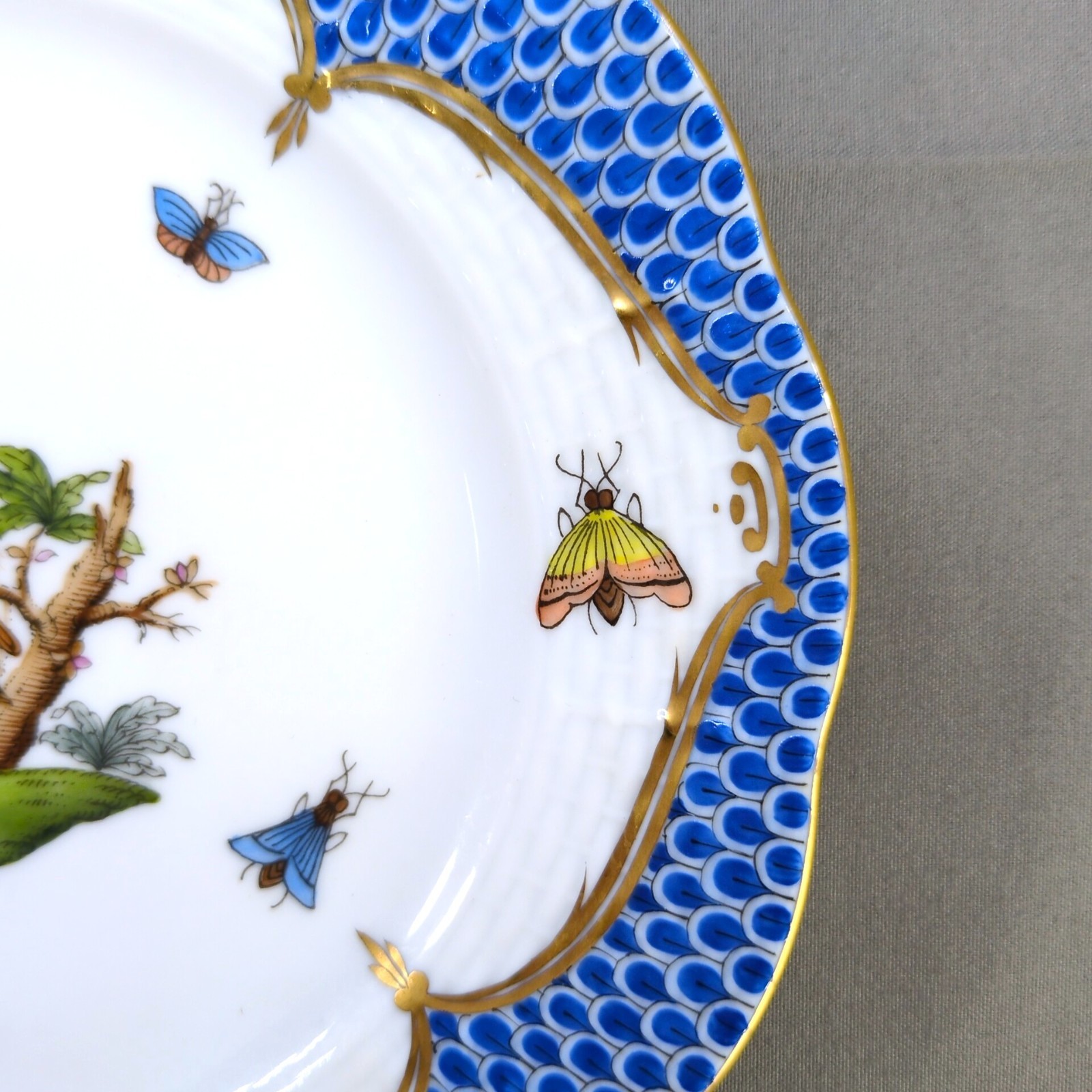 Herend Hand-Painted Blue Rothschild Bird Bread & Butter Plates – Set of 3 (6.5")