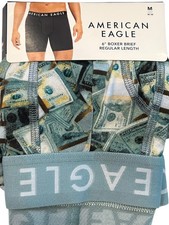 NWT AMERICAN EAGLE 6" Boxer Brief Sz M-L-XL Green Money Cash 97
