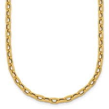 18K Yellow Gold Polished Oval Link Fancy Necklace 18"