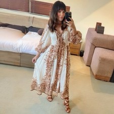 NWT Zimmermann Moonshine Dress Size 1, 10 AU, 6 US Scoop Neck Midi Floral Linen