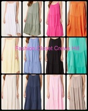 Ladies Womens Italian Cami Strappy Tiered Smock Summer Casual Dress