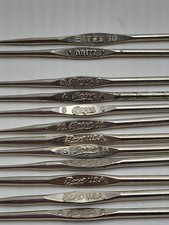 Lot of 12 Vintage Metal Crochet Hooks Various Sizes Dritz/Boye/Bates