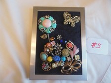Vintage Jewelry Art #5, Floral Arrangement, Framed/Handmade One Of A Kind, Nice