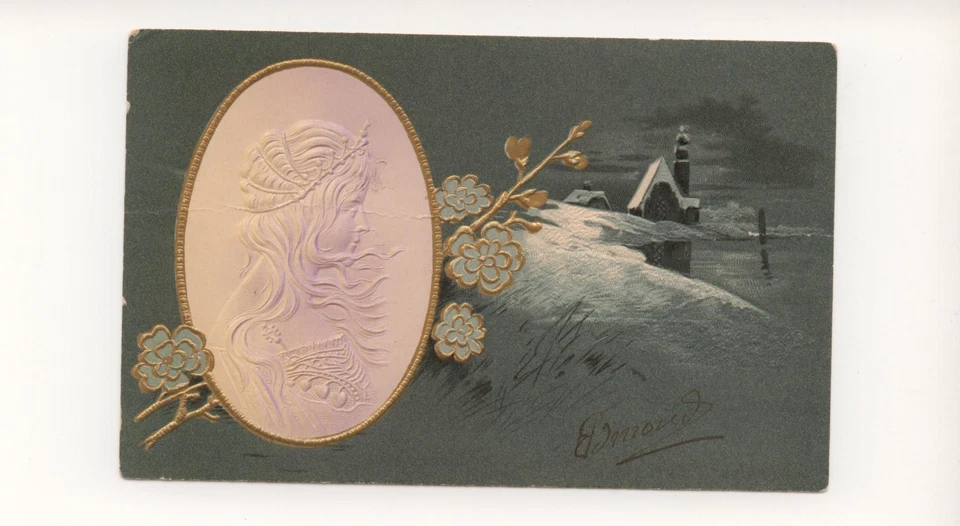 Carte postale Fantaisie Jeune fille en relief - Photo 1/1