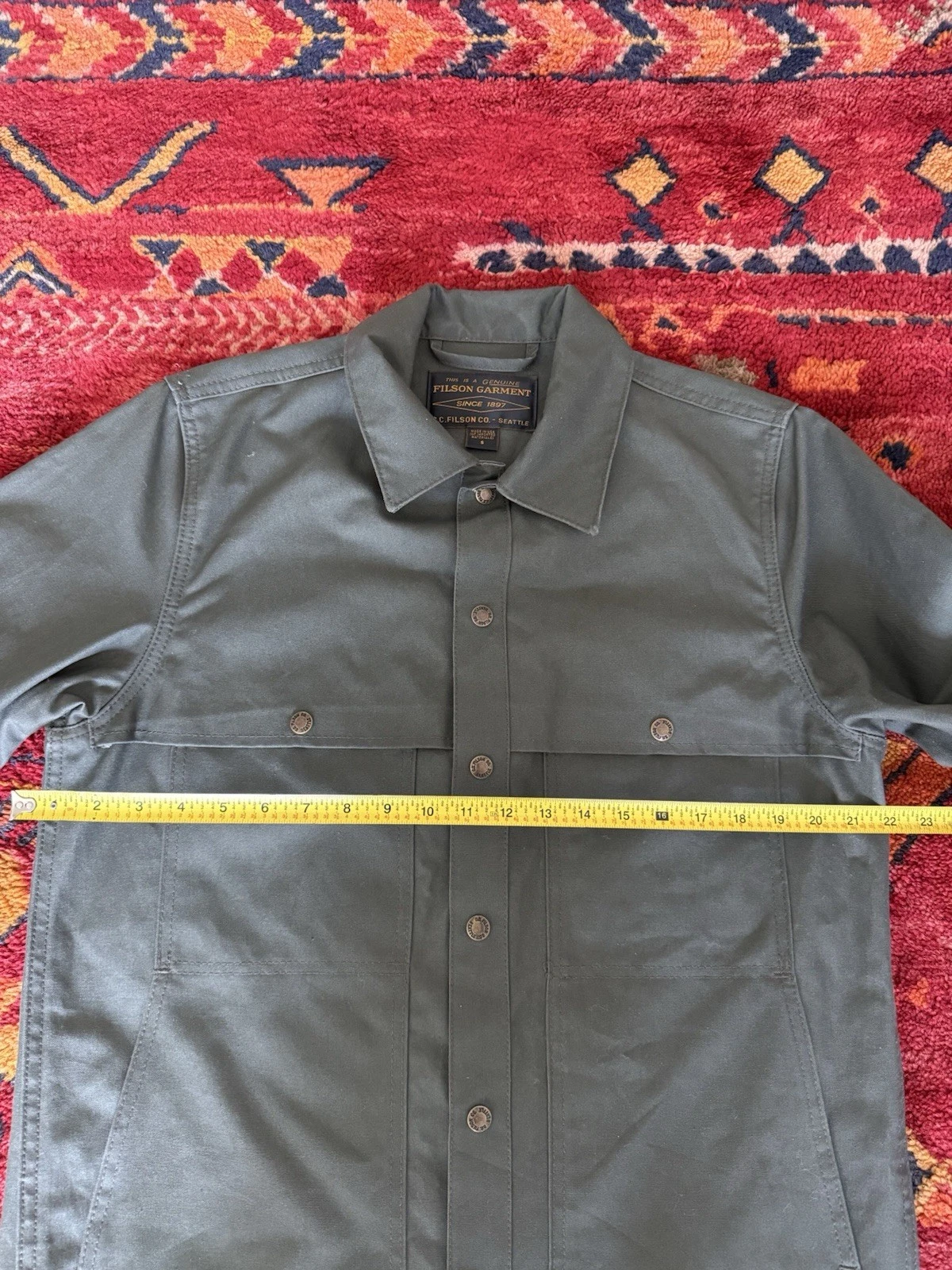 Filson Dry Tin Jac Shirt Made In USA Otter Green Size S image 4