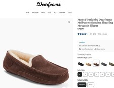 Men's Fireside by Dearfoams Melbourne Genuine Shearling Moccasin Slipper Size 14