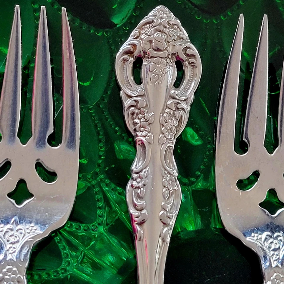 4 Oneida Stainless Steel Cube Flatware Michelangelo SALAD FORKS Baroque Design - Image 4 of 4
