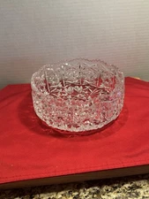 vintage heavy cut glass covered candy dish