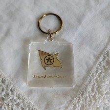 Vintage Eastern Steamship Lines Lucite Keychain House Flag Travel Souvenir